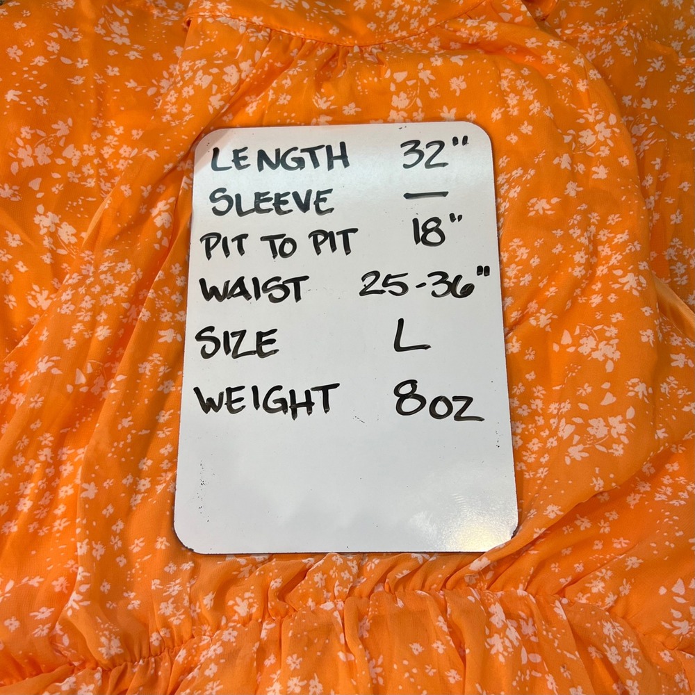 Sienna Sky Orange Floral Halter Neck Dress Sleeveless Layered Mini L - Picture 8 of 8